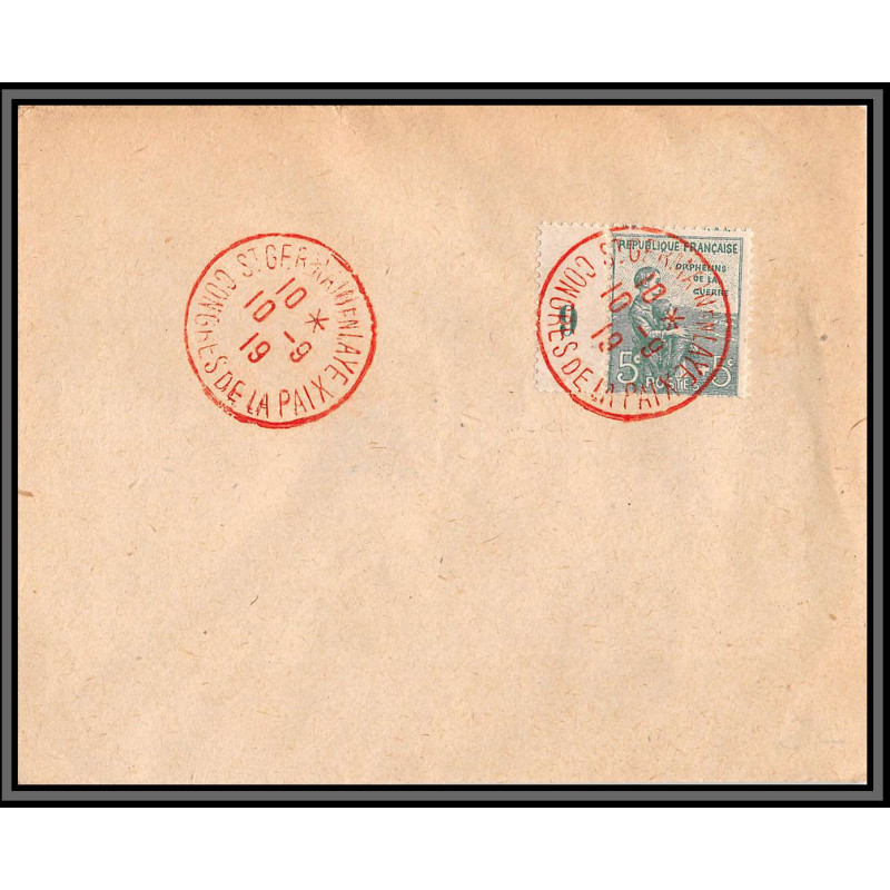 96223 N°149 millésime 9 cad rouge congrès st germain en laye 1919 orphelins de guerre seul sur lettre cover France