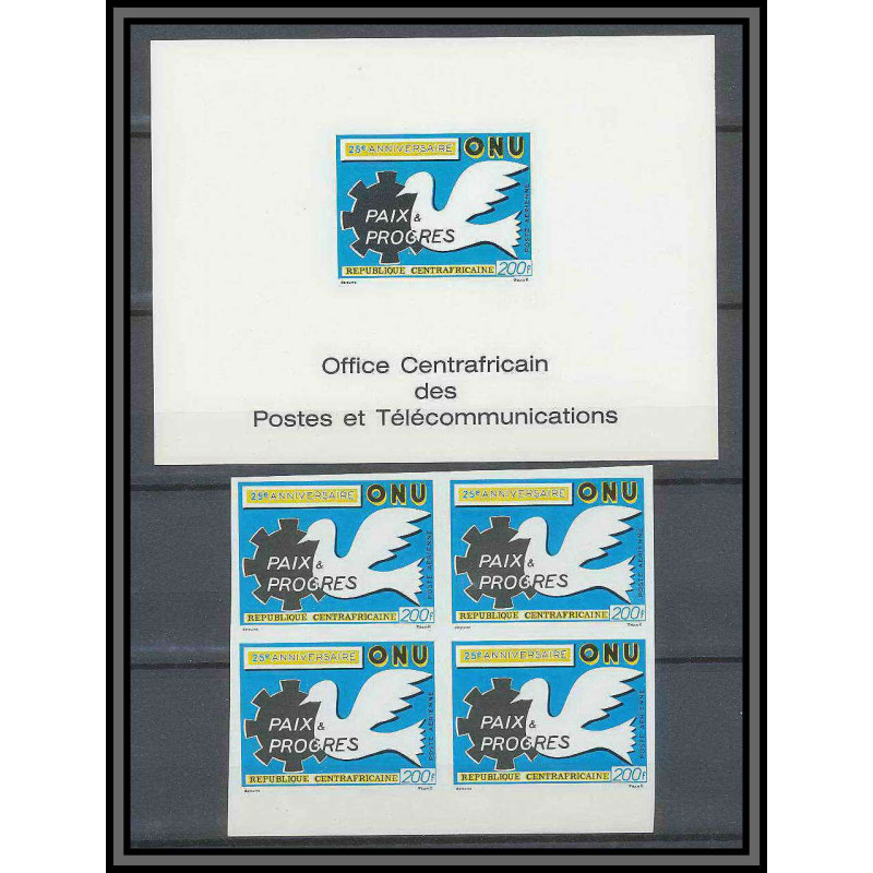 Centrafricaine 013 N°90 épreuve de luxe/deluxe proof + Non dentelé ONU(uno) pigeon /colombe