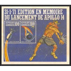 Gabon (gabonaise) 030 mi N°403/408 + 18 B Bloc 4 Espace space 1971 apollo 14 Non dentelé imperf