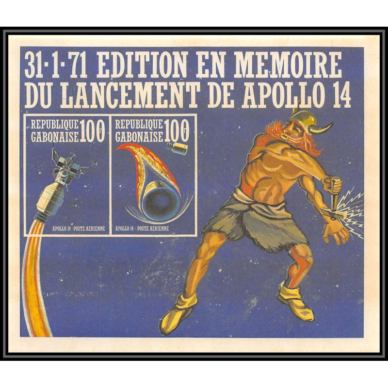 Gabon (gabonaise) 030 mi N°403/408 + 18 B Bloc 4 Espace space 1971 apollo 14 Non dentelé imperf