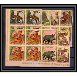Guinée équatoriale guinea 004 animaux Animals OURS Chat chats cat cats SANGLIER Bloc 4 Non dentelé imperf MNH **