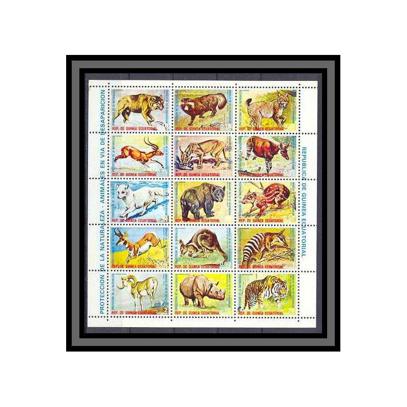 Guinée équatoriale guinea 015 Faune (Animals & Fauna) ** loup / lynx / tigre rhinoceros MNH **