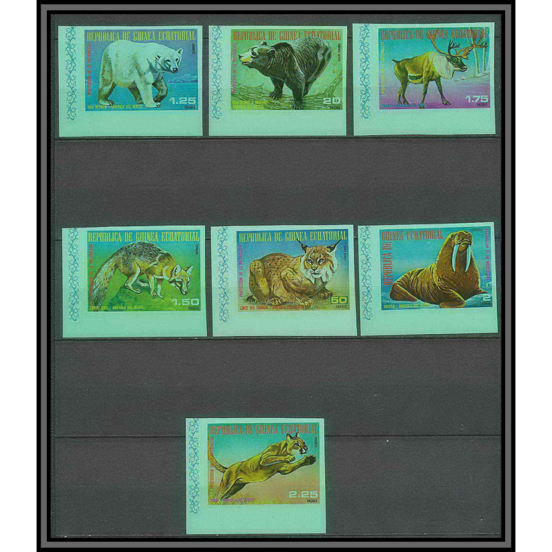 Guinée équatoriale guinea 051 N°1239 /45 Non dentelé imperf animals ours bear morse loup wolf lynx puma MNH **