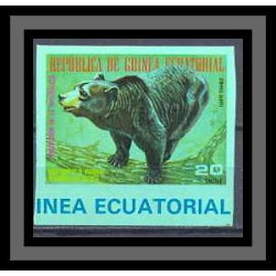 Guinée équatoriale guinea 052 N°1244 Faune (Animals & Fauna) OURS (bear) BRUN Non dentelé imperf MNH **