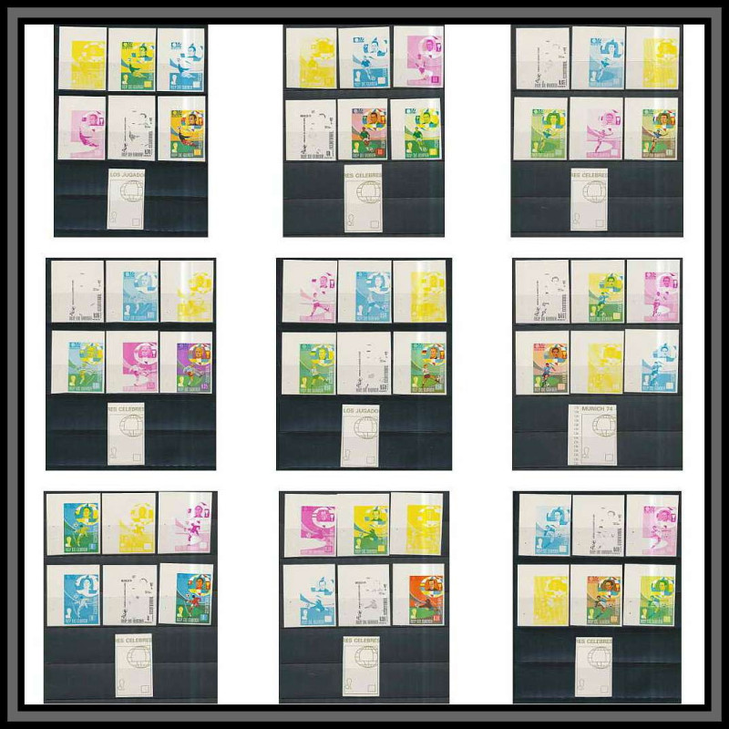 Guinée équatoriale guinea 405a N°307/315 Football Soccer Essai proof Non dentelé imperf orate Complet 63 timbres