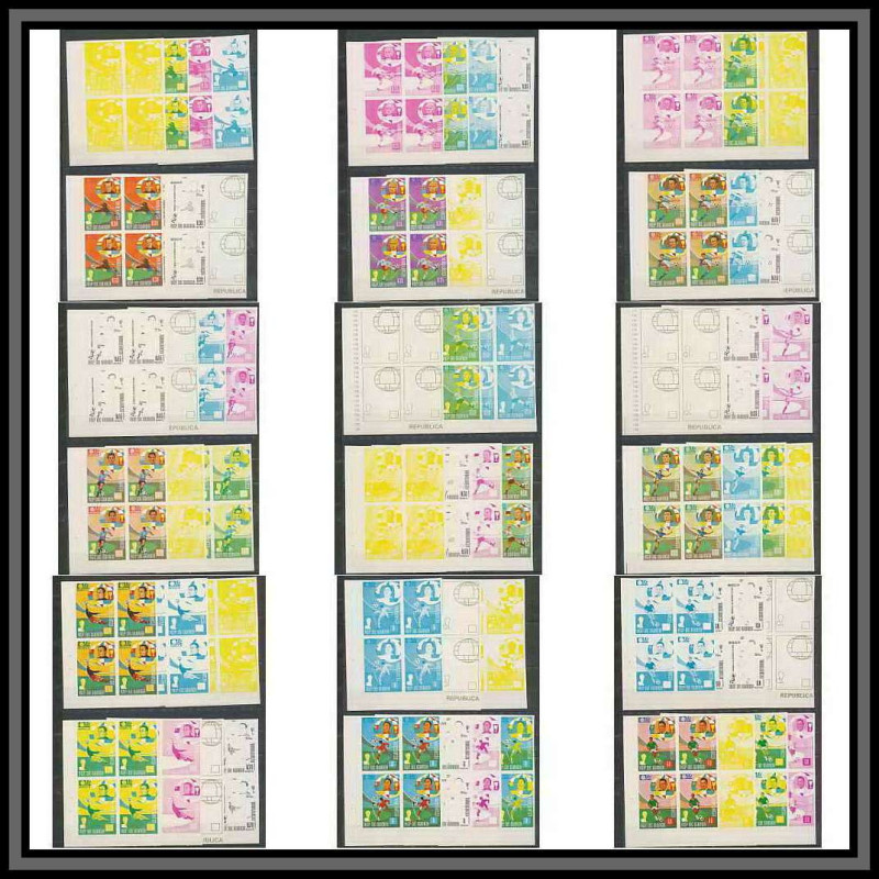 Guinée équatoriale guinea 405b N°307/315 Football Soccer Essai proof Non dentelé imperf orate Complet MNH **