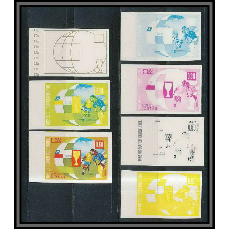 Guinée équatoriale guinea 412 N°281 Football Soccer Essai proof Non dentelé imperf orate santiago 1962. MNH **