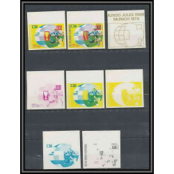 Guinée équatoriale guinea 414a N°275/283 Football Soccer Essai proof Non dentelé imperf orate Complet 72 timbres