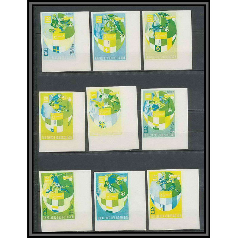 Guinée équatoriale guinea 414C N°275/283 Football Soccer Essai proof Non dentelé imperf orate Complet MNH **