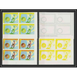 Guinée équatoriale guinea 423c N°371/379 Football Soccer Essai proof Non dentelé imperf orate Bloc 4 252 timbres