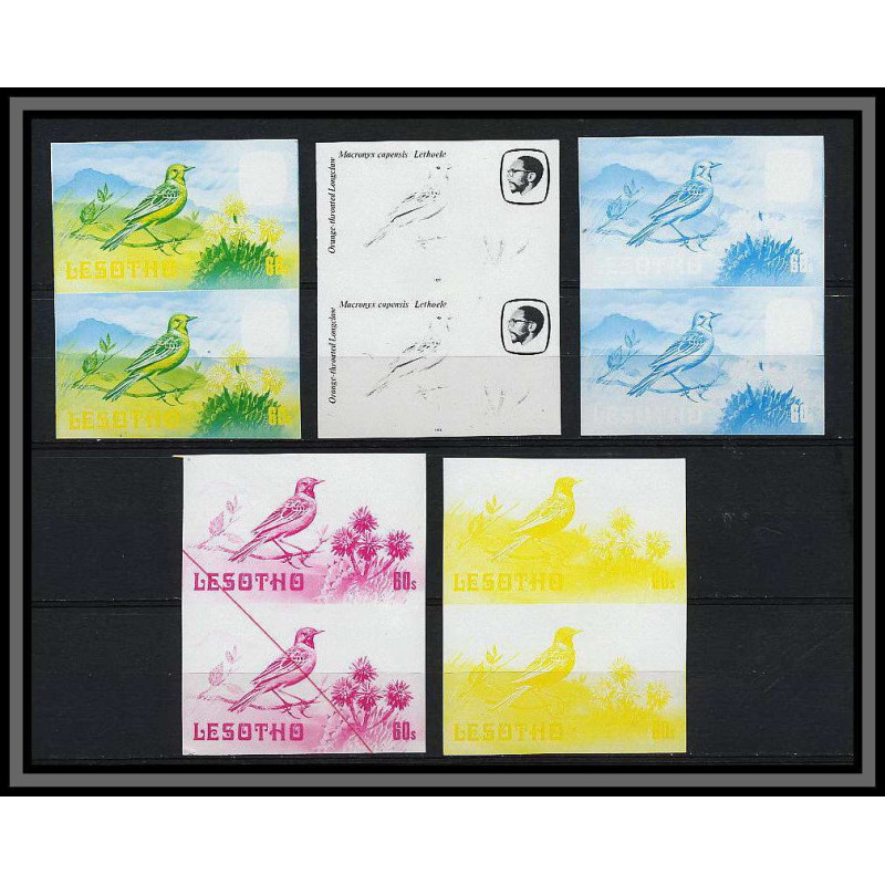 Lesotho N° 451 oiseaux (bird birds oiseau) MACRONYX CAPENSIS Essai (proof) Non dentelé imperf ** MNH
