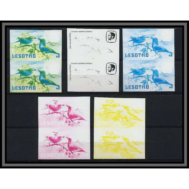 Lesotho N° 455 oiseaux (bird birds oiseau) CORACIAS CAUDATA Essai (proof) Non dentelé imperf ** MNH