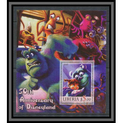 Liberia 042 Bloc N°4 Disney 50th Anniversary OF Disneyland Monstres et Cie MNH **
