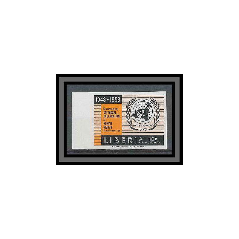 Liberia 049 N°359 very rar Essai (proof) Non dentelé imperf human rights onu uno MNH **