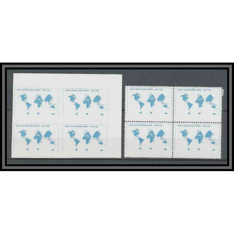 Liberia 050a N°357 very rar Essai (proof) + Non dentelé imperf human rights onu uno Bloc 4 MNH **
