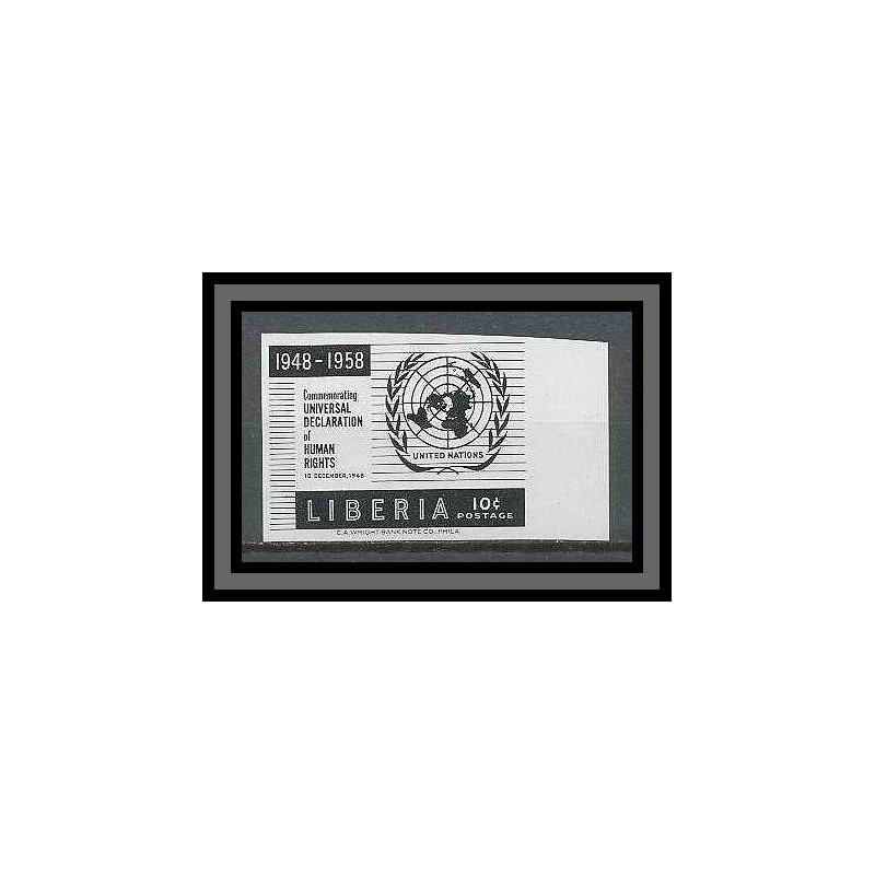 Liberia 052 very rar Essai (proof) Non dentelé imperf human rights onu uno MNH **