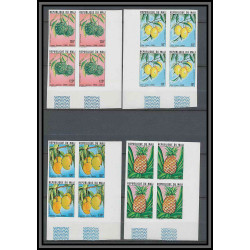 Mali 005 N° 339 / 343 Non dentelé imperf Bloc de 4 fruits (fruts) ananas/citron