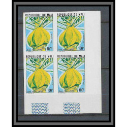 Mali 005 N° 339 / 343 Non dentelé imperf Bloc de 4 fruits (fruts) ananas/citron