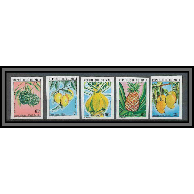 Mali 006 Non dentelé imperf ** mnh N° 339 / 343 fruits (fruits) du Mali Série complète ananas/citron pineapple lemon