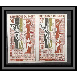 Niger 034b N°52 Paire Non dentelé imperf Nations Unies onu uno 1965 année de la cooperation MNH **