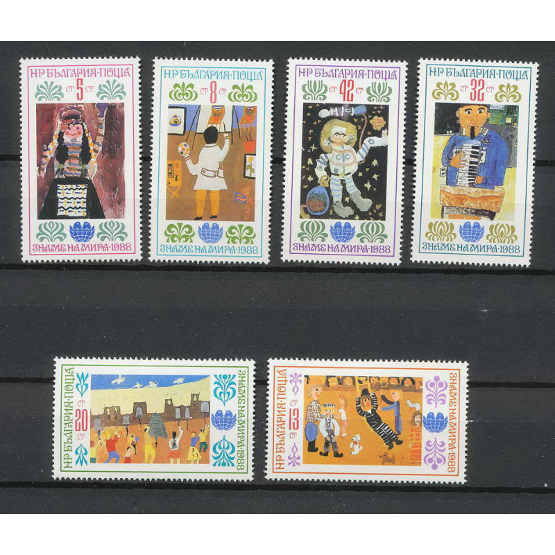 Bulgarie (Bulgaria) MNH ** 318- 3161 / 3166 sofia 88 enfant child drapeau de la paix