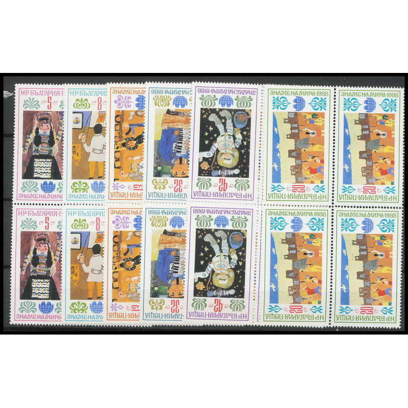 Bulgarie (Bulgaria) MNH ** 318- 3161 / 3166 sofia 88 enfant child drapeau de la paix bloc 4