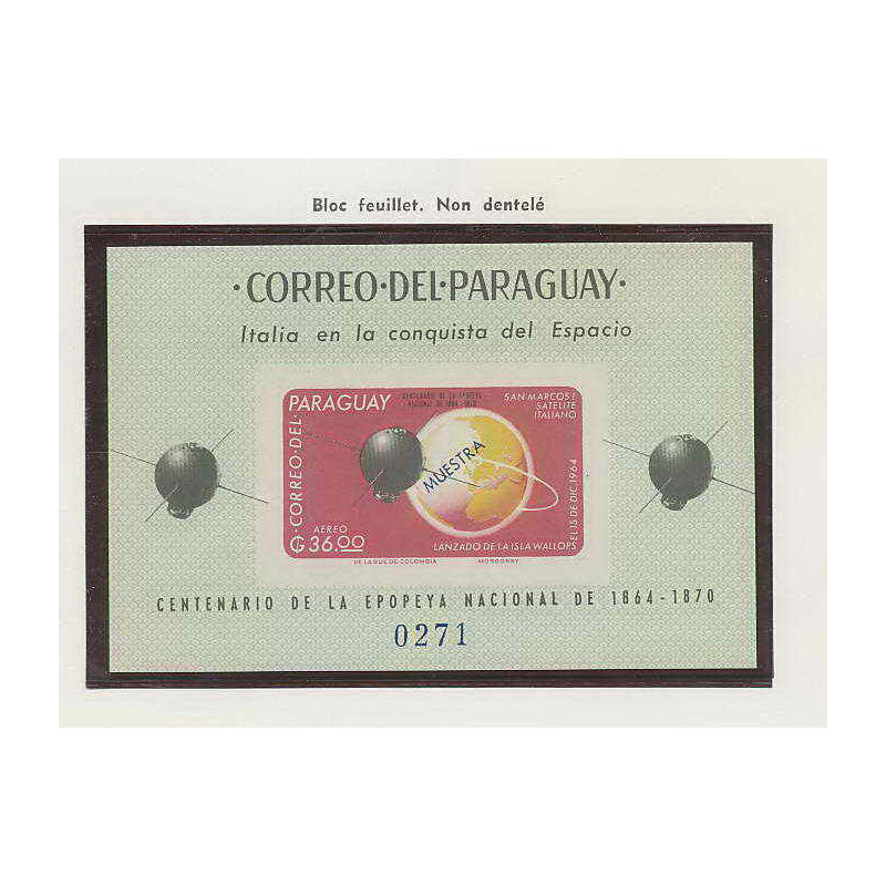 0631/ Espace (space) 2700 par 5ba ** MNH Paraguay san marco Non dentelé imperf Overprint surchargé Muestra