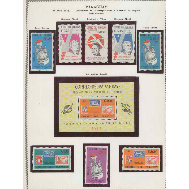 1139/ Espace (space) ** MNH Mi 1567-74 + sheet 84 Paraguay Série contribution de l Allemagne (germany)