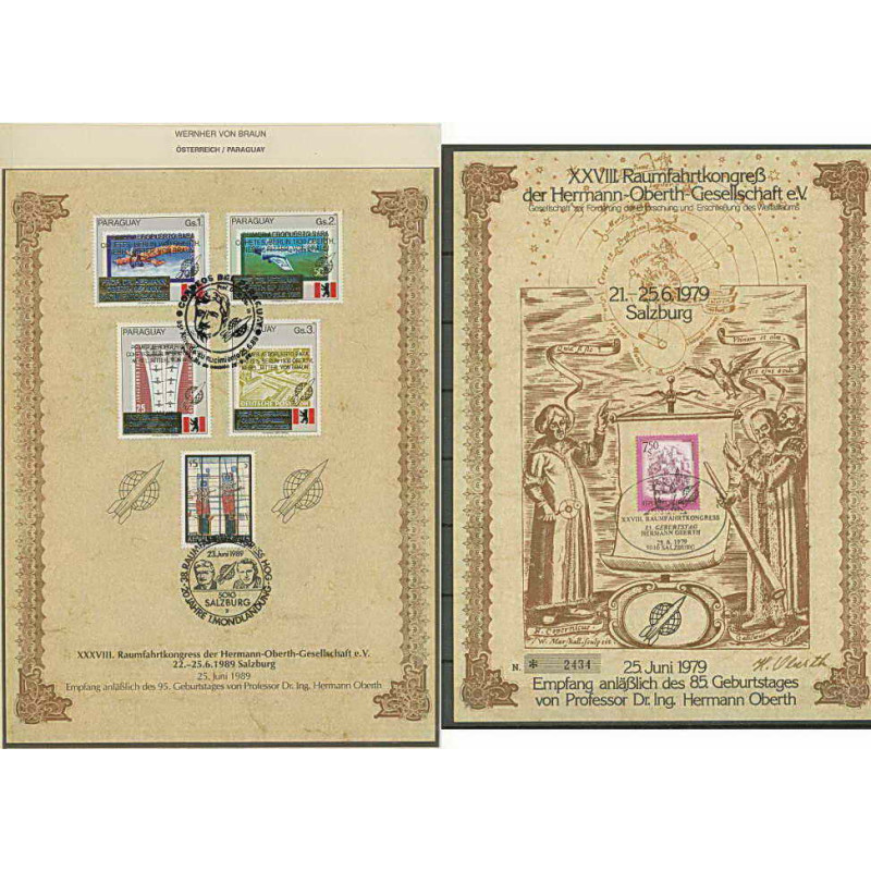 1208/ Espace (space) Paraguay 2476/79 YVERT oberth OVERPINT OR (gold stamps) salzburg 22-25/6 1989