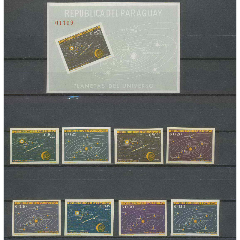 1216/ Espace (space) neuf ** MNH Paraguay N° 1000/1007 Mariner 2 1962 + Bloc 1000 9BA NON DENTELE (imperf)