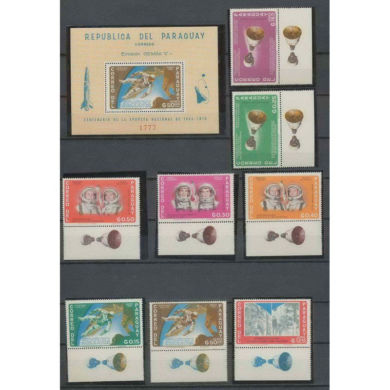 1245/ Espace (space) neuf ** MNH Paraguay N° 827/31 + 424/26 + Bloc Gemini 