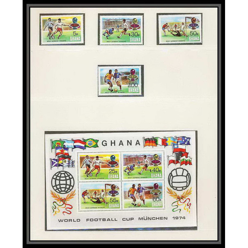 227 Football (Soccer) Allemagne 1974 munich - neuf ** MNH - Ghana Mi. 581-584 A overprinted 