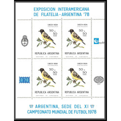 458 Football (Soccer) argentina 78 - neuf ** MNH - Argentine (Argentina) N° 1347/1351 BLOC KB oiseaux (birds)