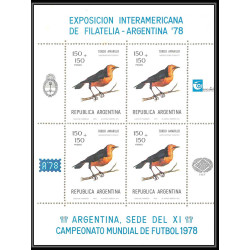 458 Football (Soccer) argentina 78 - neuf ** MNH - Argentine (Argentina) N° 1347/1351 BLOC KB oiseaux (birds)