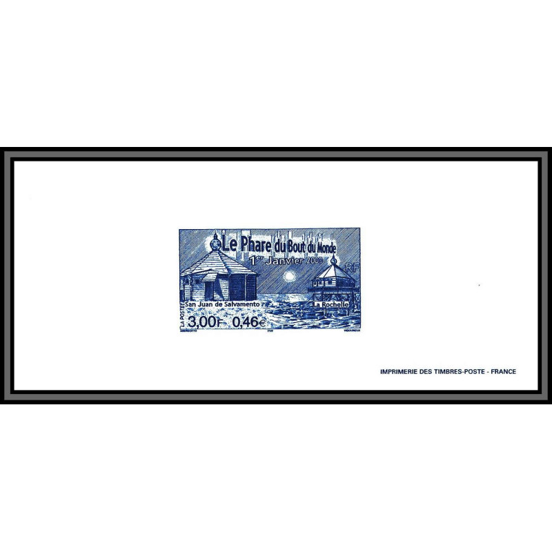 N°3294 Le phare du bout du monde lighthouse Gravure France 2000