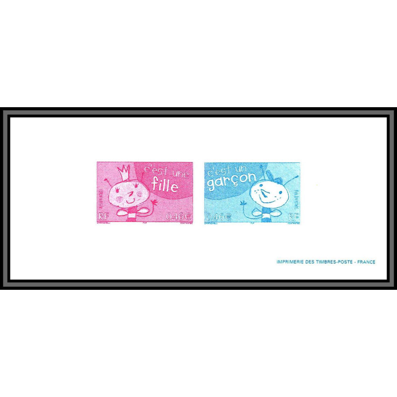 N°3463/3464 Timbres pour naissances birth stamps Gravure collective France 2002
