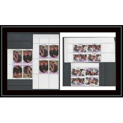1035 - Tuvalu- Michel N° 377/380 ** (british royal family) Wedding 1986 Bloc 4 Coin de feuille + TETE BECHE MNH **