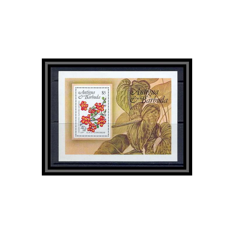Antigua Barbuda 121 - N° 76 Bloc UPU Union postale universelle fleurs (fleur flower flowers) Cote 8.50 MNH **