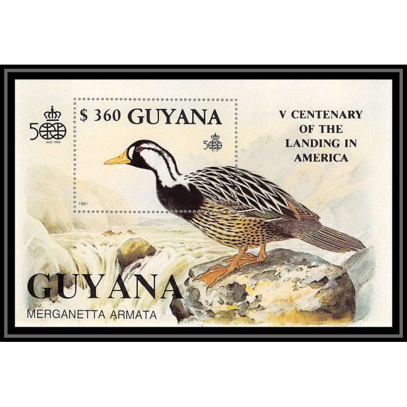 Guyane Guyana 276 - 86A landing america Christophe Colomb oiseaux (bird birds oiseau) Cote 15 ** MNH