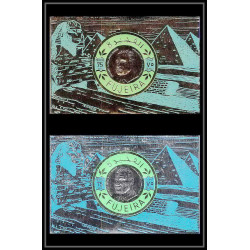 216a Fujeira mi N°58 et 60 2 Blocs OR gold stamps Argent Silver (Silver) Gamal Abdel Nasser EGYPT SPHINX PYRAMIDS 1971