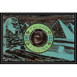 216a Fujeira mi N°58 et 60 2 Blocs OR gold stamps Argent Silver (Silver) Gamal Abdel Nasser EGYPT SPHINX PYRAMIDS 1971
