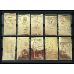 Discount collection de 31 timbres OR gold stamps 23K Différents staffa scotland Treasures of Tutankhamun