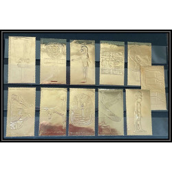 Discount collection de 31 timbres OR gold stamps 23K Différents staffa scotland Treasures of Tutankhamun