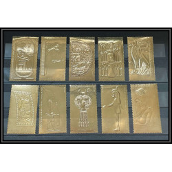 Discount collection de 31 timbres OR gold stamps 23K Différents staffa scotland Treasures of Tutankhamun