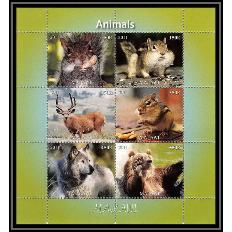 2069/ malawi Bf écureuil squirrel ours bear lapin neuf ** MNH 