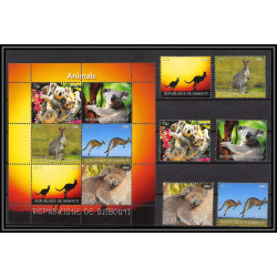 2070b/ djibouti djibouti Bf + série koala kangourou kangaroo neuf ** MNH australian animals