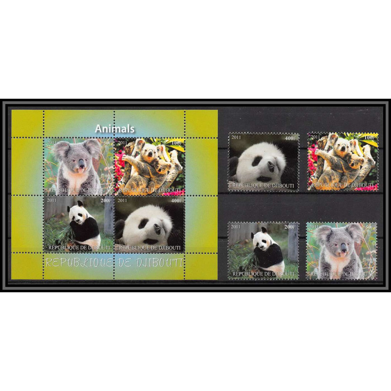 2071a/ djibouti Bf + série koala panda panda neuf ** MNH 