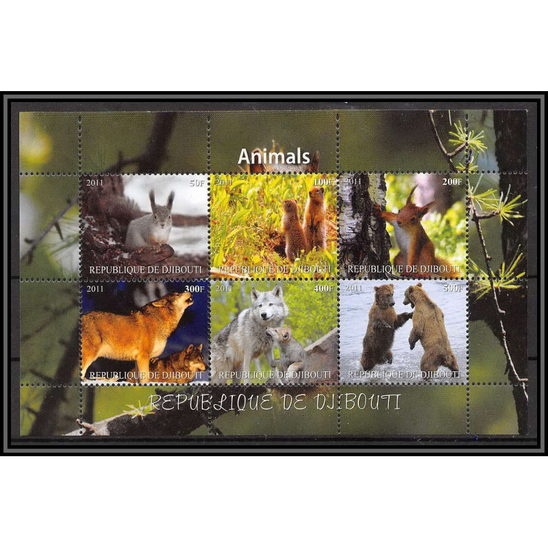 2072/ djibouti Bf écureuil squirrel ours bear bears neuf ** MNH 