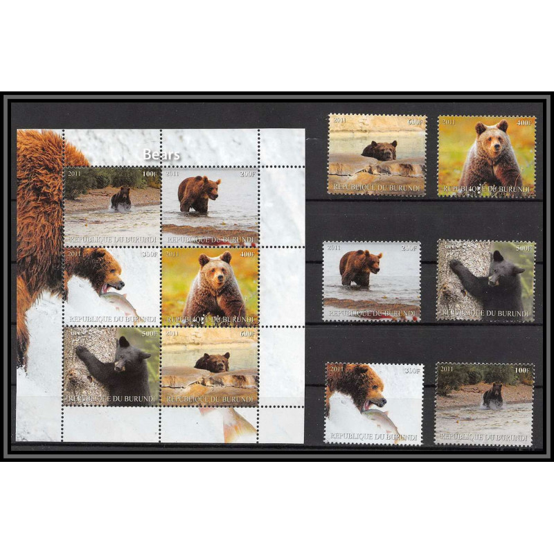 2076b/ burundi Bf ours Grizzli bear bears neuf ** MNH 