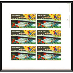 80671 nagaland Kingfisher martin pecheur ruud Scardiniu ** MNH poissons fishes fish oiseaux birds Non dentelé imperf